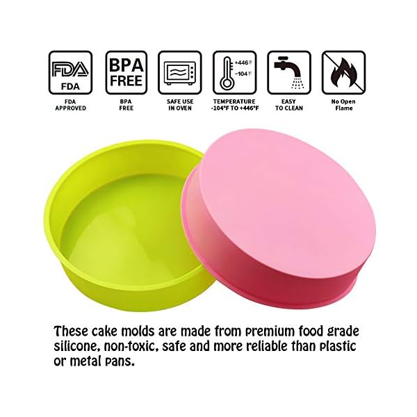 SUNSK Silicone Cake Molds 8 Inch Round Cake Tins Non Stick Baking Molds Bakeware Tray for Chocolate Cookies Breads Pie…