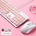 OFNMD Cute Pink Punk Wired Keyboard Mouse Computer Set Home Office Typing Esports Game Backlight Round Key Retro (Color : Girl Pink)thumb 3