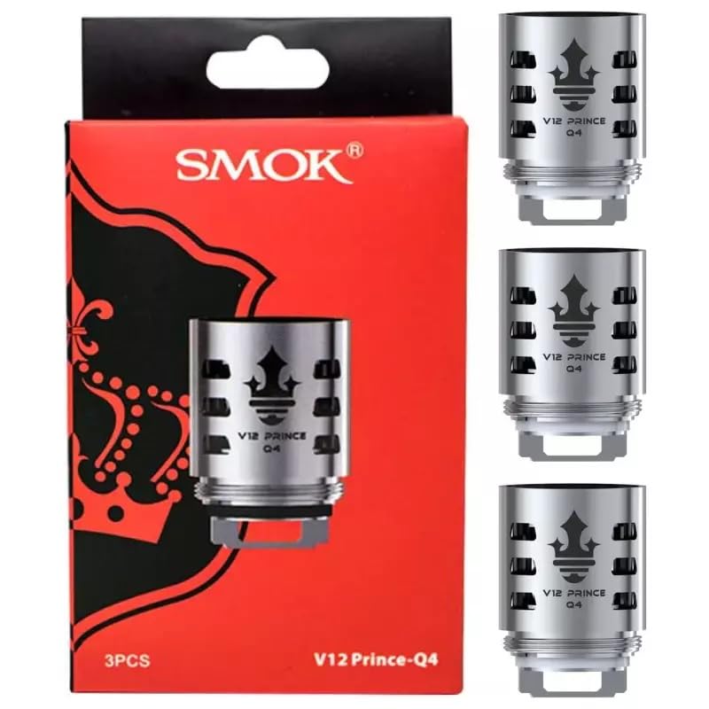 SMOK V12 Replacement Coils, P-Tank Q4, 0.4 Ohm, Quad Coils, Deep and Rich Cloud Taste, Works with SMOK X-Priv, TFV12 P-Tank, Stick P-25 Kit, Pack of 3, No Nicotine