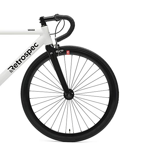 Retrospec Bicycles Drome FixedGear Track Bike With Carbon Fork, White