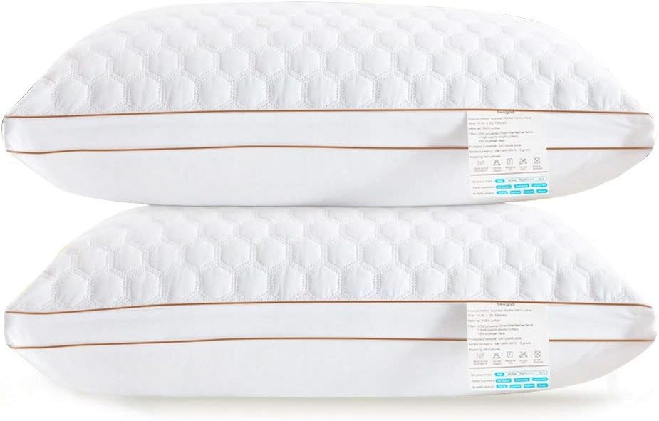 beegod Bed Pillows, Better Sleeping, Super Soft & Comfortable, for Side and Back Sleeper Best Home + Hotel Pillows 1930mm