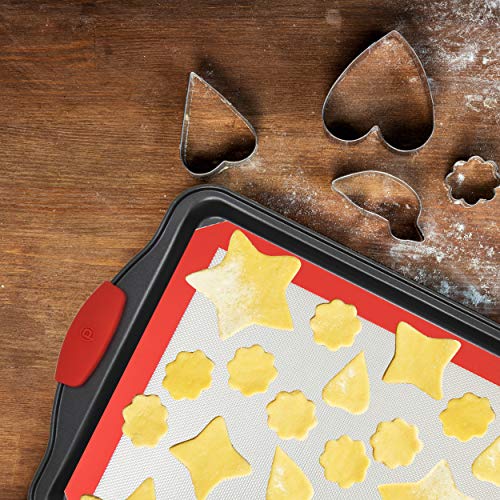 image for Perlli 10-Piece Nonstick Carbon Steel Bakeware Set With Red Silicone H