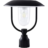 LUTEC Solar Lamp Post Light Outdoor, Dusk to Dawn Exterior Pole Lights Head for Pier and Pole Mount, Waterproof Black Solar P
