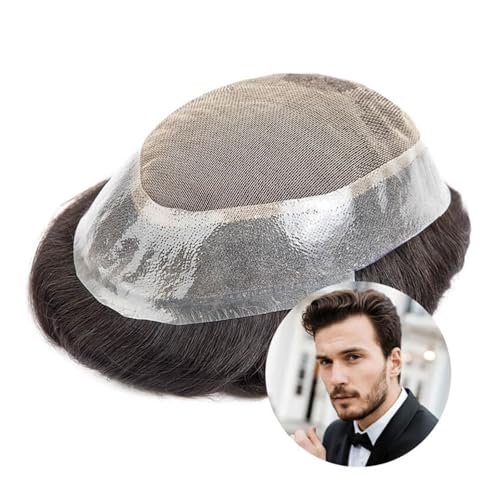 tanyunji001 Men's Wigs Lace and PU Base Australia Toupee Men Breathable Men's Wig For Men Capillary Prosthesis Replacement Natural Hairline System Baldness Wigs(#1B)