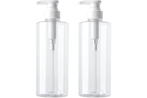 JIATUA 20 oz Hand Soap Dispenser Clear Plastic Pump Bottles with Waterproof Label for Bathroom Kitchen, Empty Refillable Liquid Container, 2 Pack