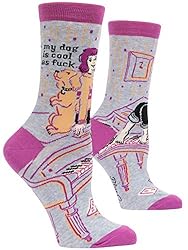Blue Q My Dog Is Cool As Fuck Crew Socks Shoe