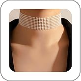 YienDoo Multilayer Pearl Choker Necklaces Vintage Layered Faux Pearl Necklace Acrylic Bead Choker Necklace Wide Necklaces Jewelry for Women