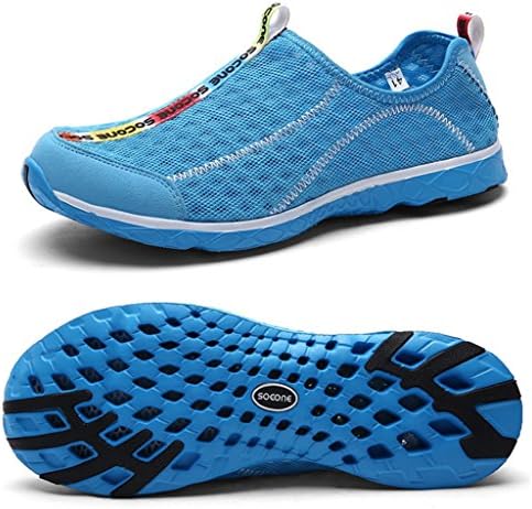 Yotani Mens / Womens Lightweight Soft Mesh Draining Holes Slip-On Beach Walking Pool Swimming Water Shoes Blue Size 9 US for Women/7 US for Men