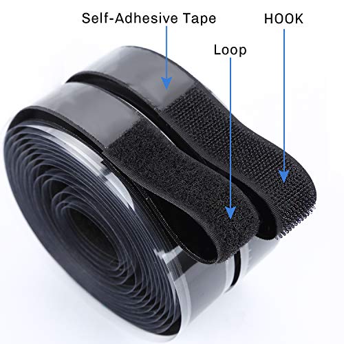 iTape 3/4" Black Sticky Back Hook and Loop Self Adhesive Tape