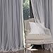 Best Home Fashion uMIXm Tulle Sheer Lace and Blackout 4 Piece Curtain Set – Antique Bronze Grommet Top – Dark Grey – 52