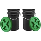 House Naturals 7 Gallon Large Bucket with Air Tight Screw On Lid- Food Grade BPA Free(Pack of 2) Made in USA