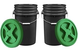 House Naturals 7 Gallon Large Bucket with Air Tight Screw On Lid- Food Grade BPA Free(Pack of 2) Made in USA