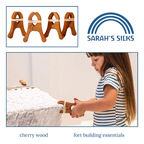 Sarah's Silks - Play Clips, Cherry Wood, Beeswax Polish, 4.5-Inch Long 3.5-Inch Wide + 2 Extra Rubber Bands for Each Clip (Cherry) - Thumbnail 2