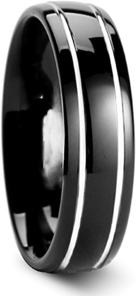 PDAYWID Tungsten Rings Two Pinstripe Ring Men's Black Rings Tail Ring Engravable for Free