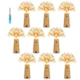 KINGTOP Wine Bottle Lights 9 Pack Copper Wire Cork Bottles String Lights 2M 20 LEDs Battery Operated Micro Lights for DIY Parties Decorations Christmas Halloween Wedding(Warm White)