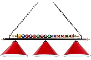 IMESHBEAN Pool Table Light, 47" Pool Table Lights Lighting Fixture for 7' 8' Pool Table ,Pool Table Lights Hanging Over Pool Table,Real Billiard Ball with 3 Metal Lamp Shades for Game Room Pool Table Billiards