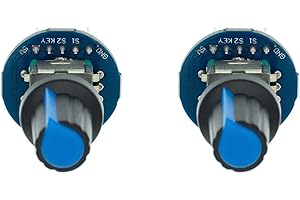 2pcs Robojax Rotary Encoder Round PCB with Knob and Push Button for Arduino and Raspberry Pi KY-040 (2 Pieces)