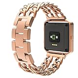 Wearlizer Lux Replacement Metal Bands with Metal Frame for Fitbit Blaze - Rose Gold