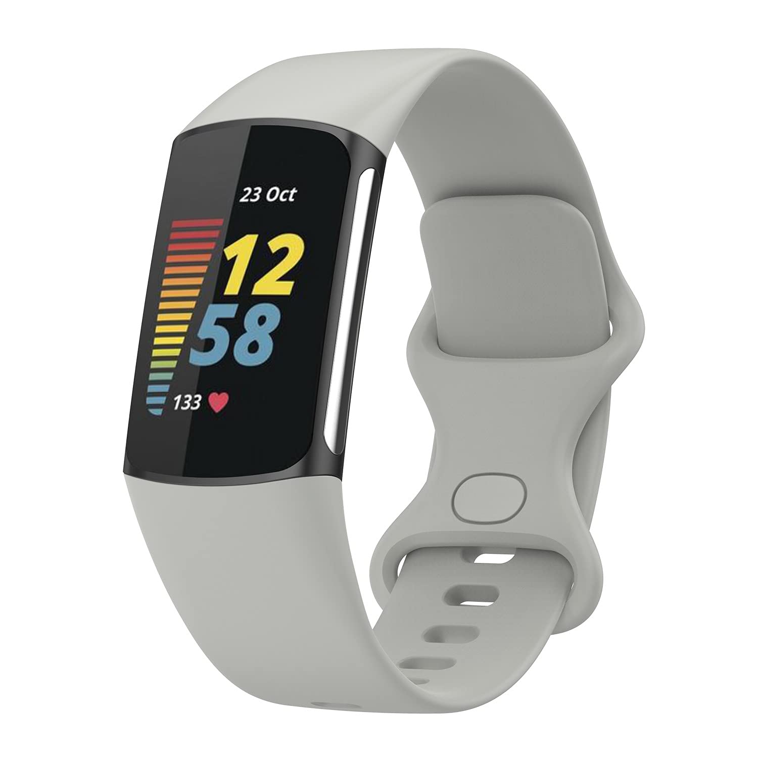 Wownadu Straps Compatible for Fitbit Charge 5 / Charge 6 Strap Men Women,Accessories Sport Silicone Replacement Wristband Grey, S (No watch)