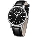 SONGDU Men's Ultra-Thin Quartz Analog Date Wrist Watch with Black Leather Strap