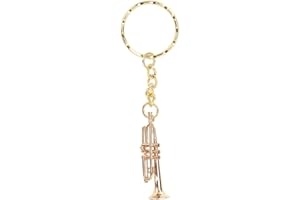 HZTYYIER Mini Trumpet Key Chain with Brass Instrument Keyring Ornament for Handicraft Music Gifts