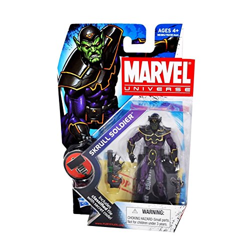 Marvel Universe Year 2009 Series 2 HAMMER Single Pack 4 Inch Tall Action Figure #24 - SKRULL SOLDIER with Rifle, Pistol and Figure Display Stand Plus Bonus Classified File with Secret Code
