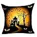 BPFY 4Pack Happy Halloween Pillow Covers 18 x 18 Inch Cotton Linen Black Cat Sofa Home Decor Throw Pillow Case Cushion Covers