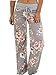 Famulily Women's American Flag Floral Drawstring High Waist Wide Leg Pants (X-Large, Grey)