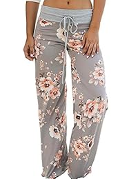 Famulily pantalones cortos anchos de tiro alto, acampanados, motivo floral, American Flag, para dama