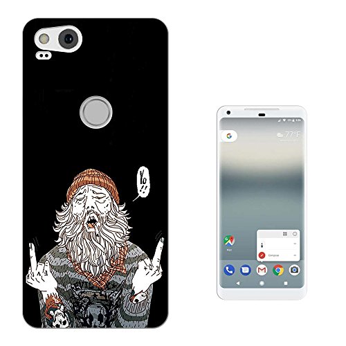 002850 - HOBO Middle Fingers FCK Fuck You Design Google Pixel 2 (2017) CASE Gel Silicone All Edges Protection Case Cover