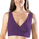 Extra Soft Organic Cotton Wireless Nursing & Maternity Sleep Bra (Purple, Large-Busty)