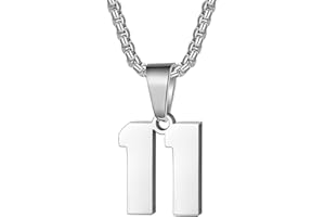 SUSOOK Number Necklace for Boy Black Athletes Number Stainless Steel Chain 00-99 Number Charm Pendant Personalized Sports Jewelry for Men Basketball Baseball Football