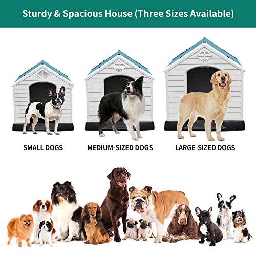 YITAHOME 41'' Large Plastic Dog House Outdoor Indoor Doghouse Puppy