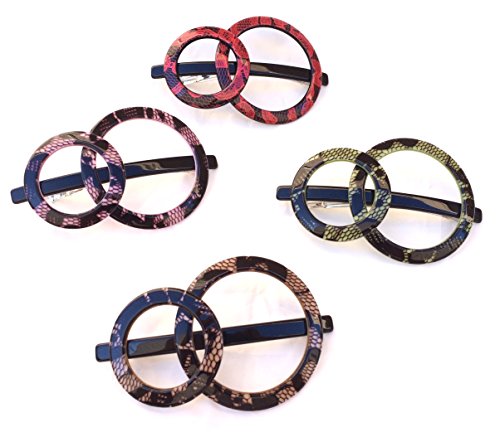 Wardani, LG 2 circles Barrette , Handmade in France Lace (Pink)