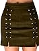 PROGRACE Ladies Faux Suede Criss Cross Tight Bodycon Above Knee Pencil Skirt Green M