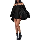 Annystore Women 2 Piece Outfits Pleated Shorts Sets Off Shoulder Bell Sleeve Oversized Shirts Biker Short Pants Streetwear
