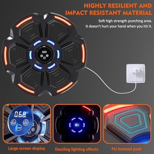 snawowo Music Boxing Machine Adulte - 9 Modes de 9 Vitesse Boxe Mural Musique avec Gants de Boxe - Comptage Intelligent et Bluetooth Musicboxing pour Entraînement à la Maison