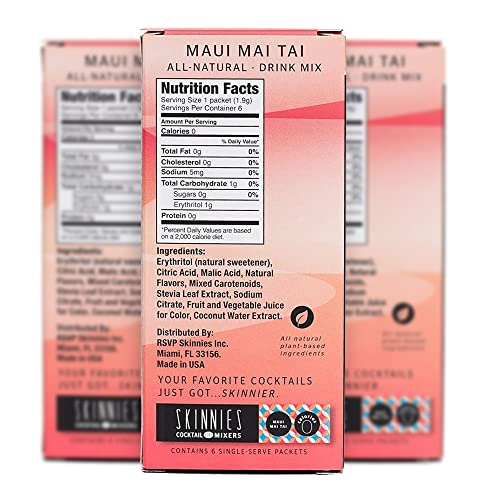 RSVP Skinnies Maui Mai Tai Zero Sugar Mixers for Cocktails or