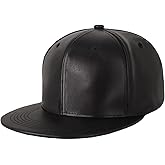 CHOK.LIDS PU Leather Flat Brim Hats for Men Women Hip Hop Baseball Snapback Blank Hats Solid Panther Black Fitted caps