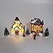 Lighting up Christmas Doll Figurine Tiny Resin House Building (Church House set of 2)