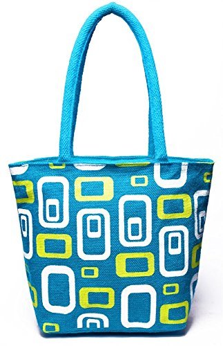 RSN Reusable Jute Blue Shoulder Bag for Women & Girls