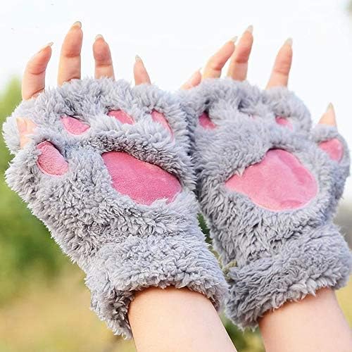 WEIHUIMEI 1 Pairs Fingerless Mittens Soft Warm Winter Claw Plush Gloves Cosplay Costume Cat Kitten Paw
