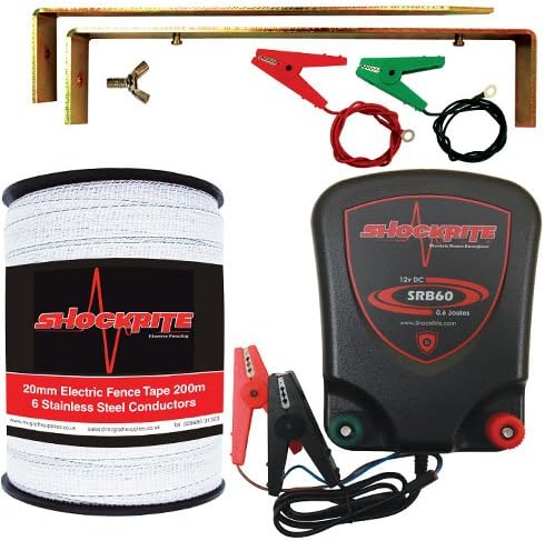 ShockRite Electric Fence Energiser SRB60 12 Volt 0.6 Joule 200m 20mm White tape