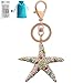 Bolbove Big Sparkling Starfish Keychain Blingbling Keyring Crystal Rhinestones Purse Pendant Handbag Charm (White)