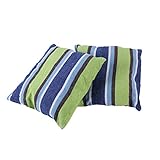 Inspired Home Living 2 Pack 15x15 Pillow Cushions - Blue and Green Striped - Best Used for Hammocks, Hammock Chairs, Patio Swings - Indoor and Outdoor (45x45cm)