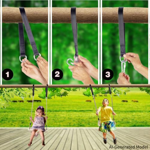 KINSPORY Children's Wooden Swing Outdoor Wooden Swing with Adjustable Hemp Rope - For Indoor and Outdoor Use, Maximum Load 130 kg