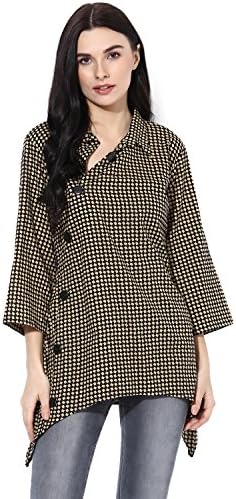 Wabii Women's Beige Cotton Checked Top
