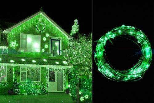 OMG! Outdoor Light Strings LED Copper Wire Lights, Each Set 33ft/10M 100LEDs and 1 Remote Control.AA Battery Powered,Decor Rope Lights for Holiday,Wedding, Parties.(Green one)