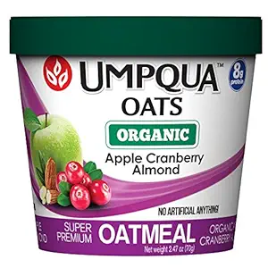 Umpqua Oats Organic Oatmeal Cups, Apple Cranberry Almond, 2.47 ounce, Pack of 6
