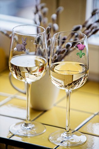 Wine Glass Charms Magnetic Cute Bunnies and Flower Drink Markers Set of 6 Fun for Spring and Easter Hostess Gift by Simply Charmed - Thumbnail 5